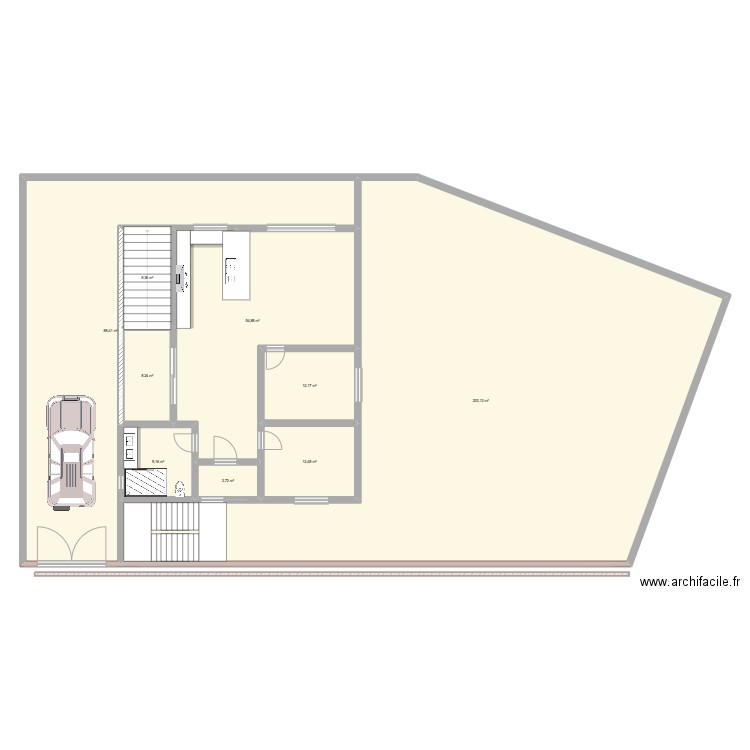 Plan RDC niv 1. Plan de 9 pièces et 431 m2