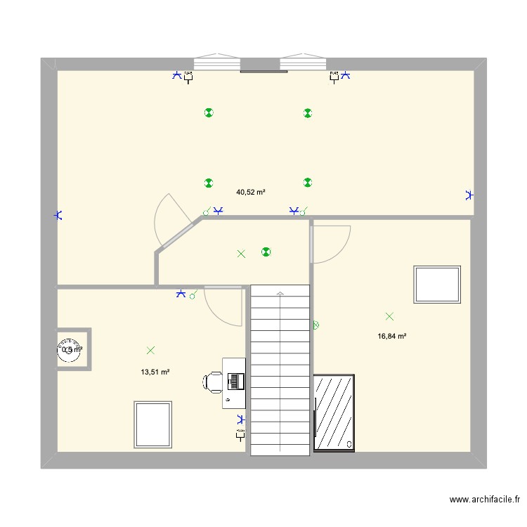 AMENAGEMENT DE COMBLE. Plan de 4 pièces et 71 m2