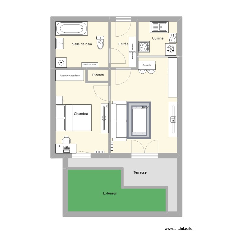 Appartement Maman. Plan de 8 pièces et 58 m2