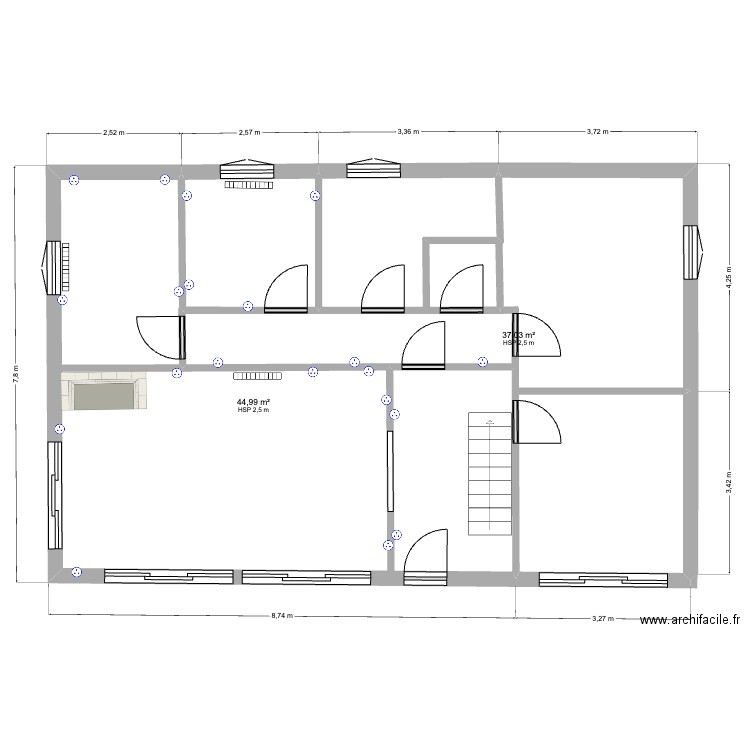 pollionnay. Plan de 2 pièces et 82 m2