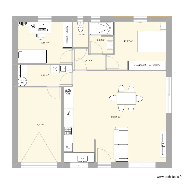 InnovIsa1.v1. Plan de 8 pièces et 88 m2