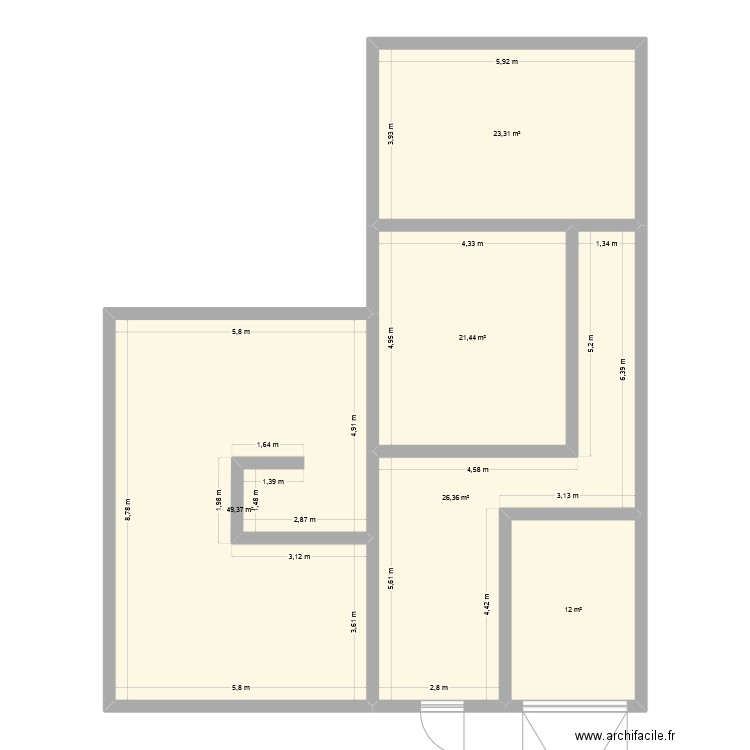 Maison maman 2. Plan de 5 pièces et 132 m2