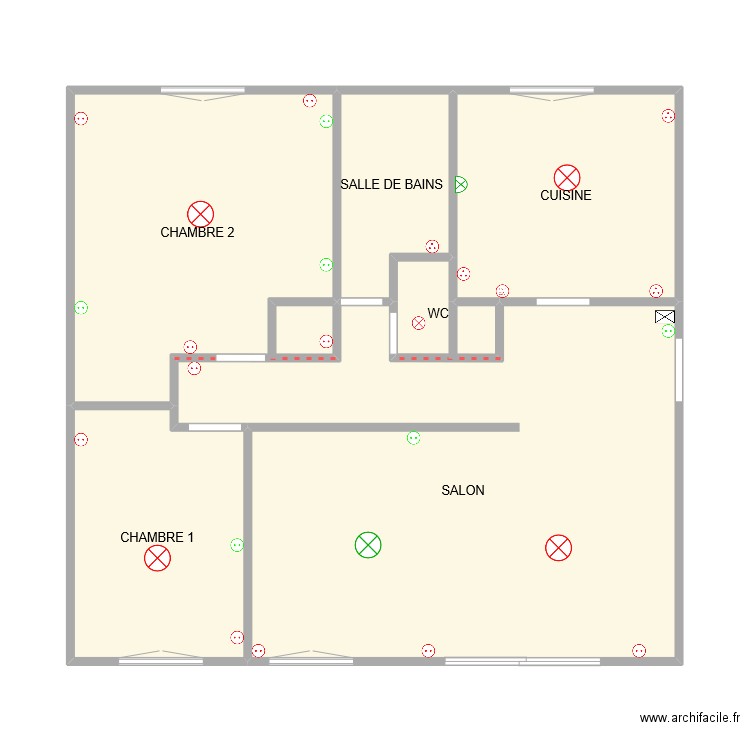 MAISON. Plan de 6 pièces et 65 m2