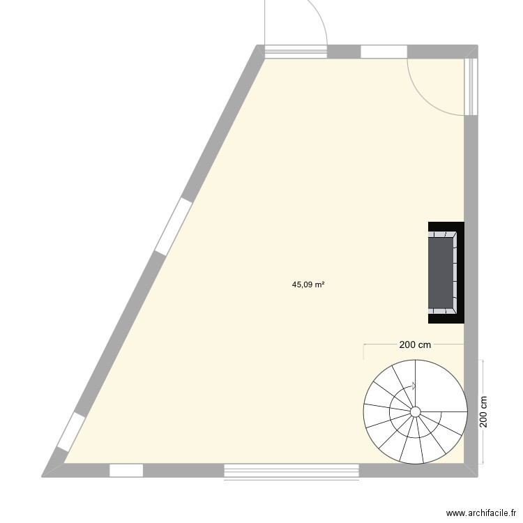 Cuisine Barsac . Plan de 1 pièce et 45 m2