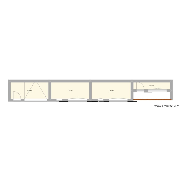 FACADE. Plan de 4 pièces et 25 m2