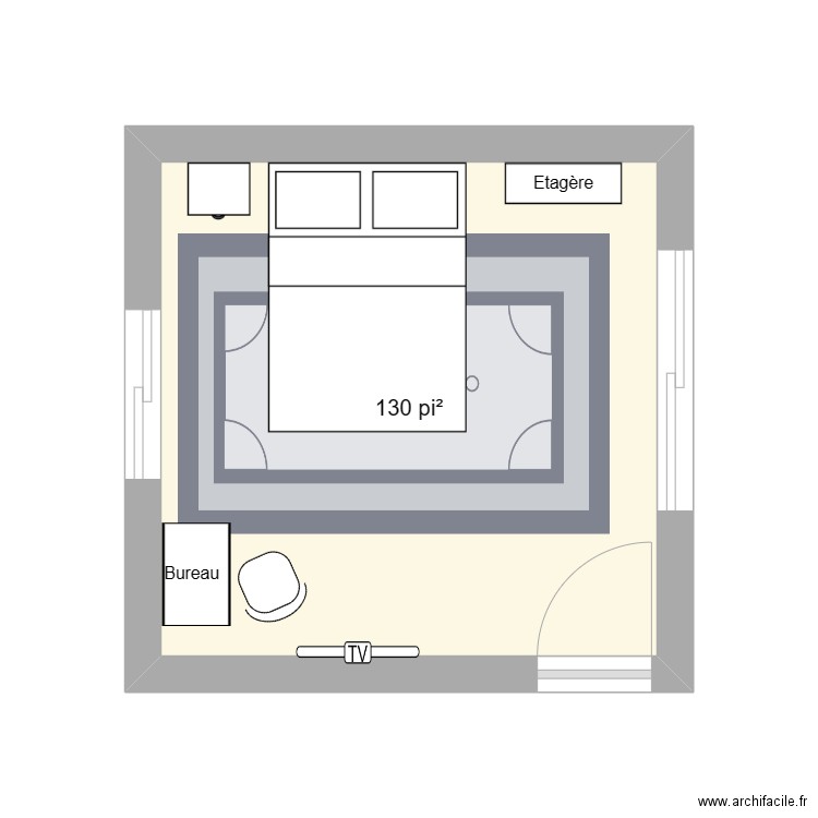 Chambre Elizabeth. Plan de 1 pièce et 12 m2