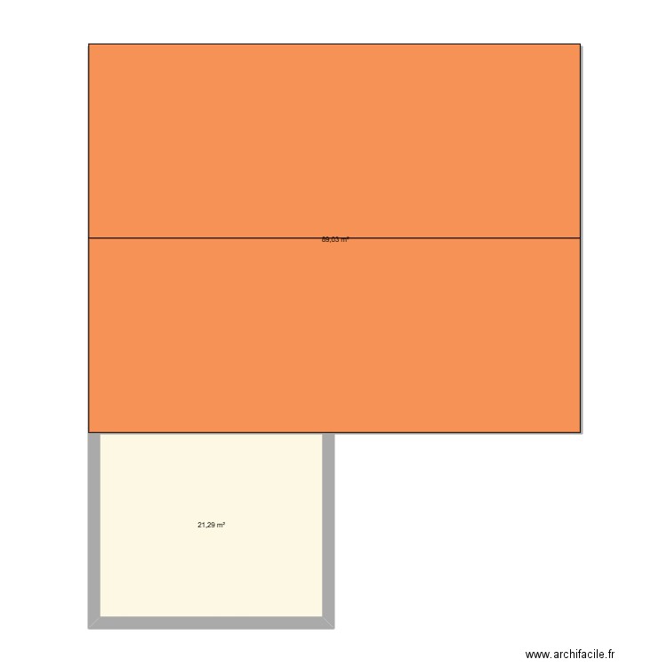 Plan extension. Plan de 2 pièces et 110 m2