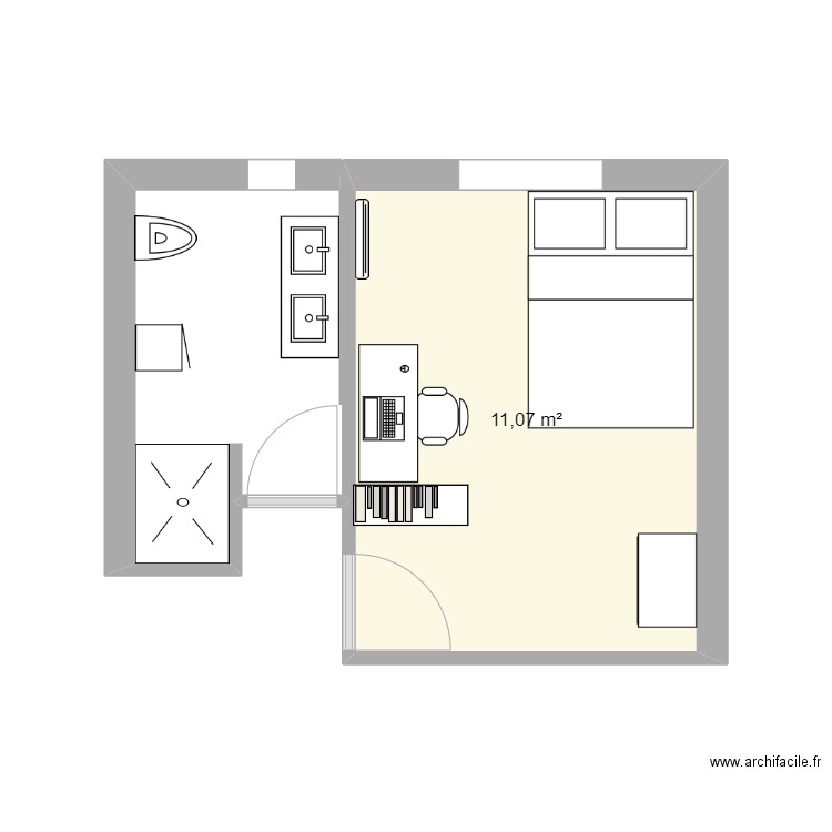 Paulofrancisco. Plan de 1 pièce et 11 m2