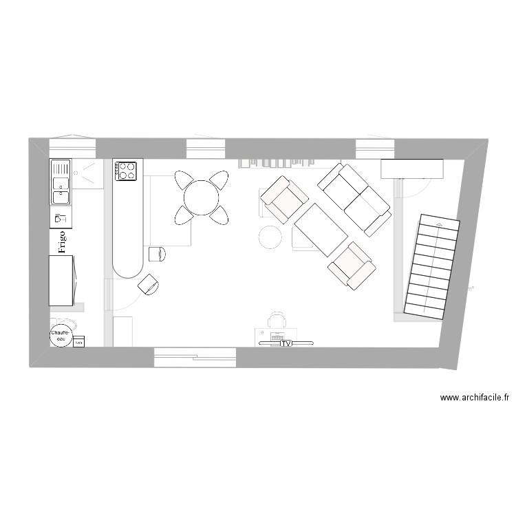 La Peloue1. Plan de 2 pièces et 3 m2