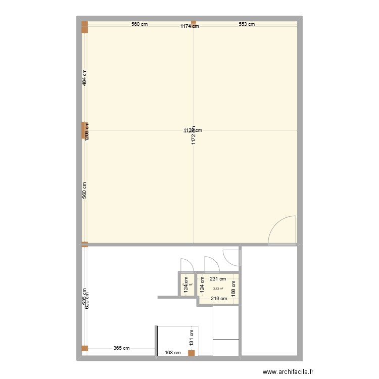 tdr. Plan de 3 pièces et 147 m2