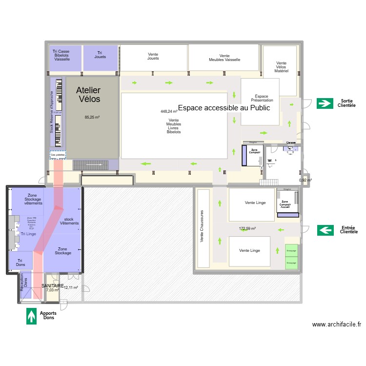 Projet implantation Atelier Vélos et stock 29/01/2025. Plan de 10 pièces et 1556 m2