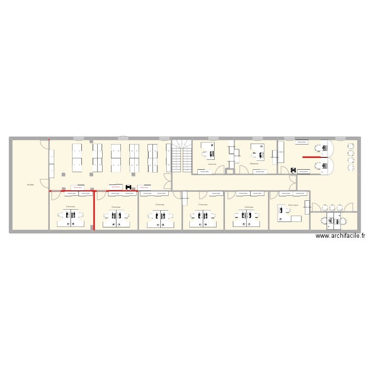 R - 13 bureaux + plans et H1/H2 bis (le plus cher). Plan de 13 pièces et 264 m2