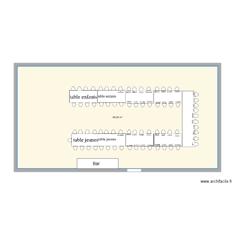 mariange. Plan de 1 pièce et 84 m2