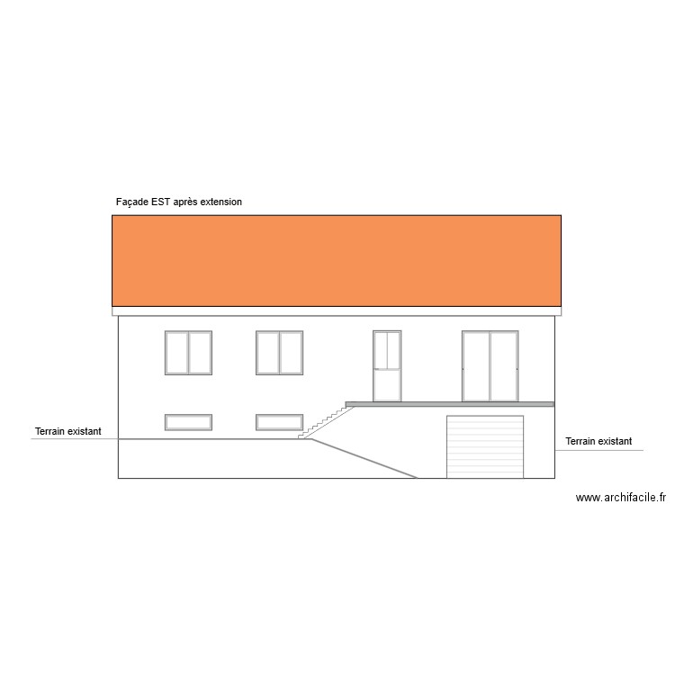 Façade EST après. Plan de 0 pièce et 0 m2