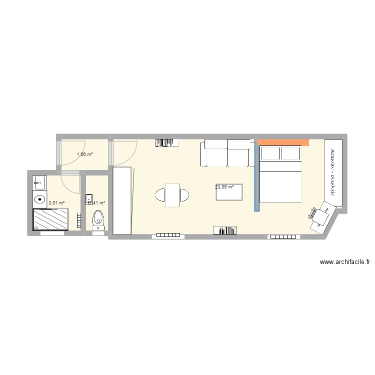 plan Simart. Plan de 4 pièces et 29 m2