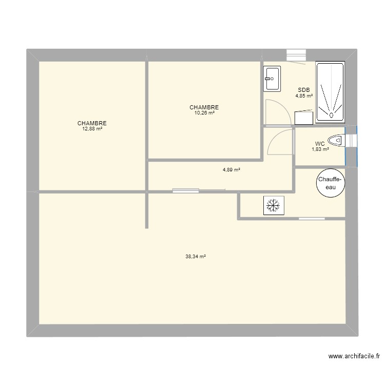 TEST. Plan de 6 pièces et 73 m2