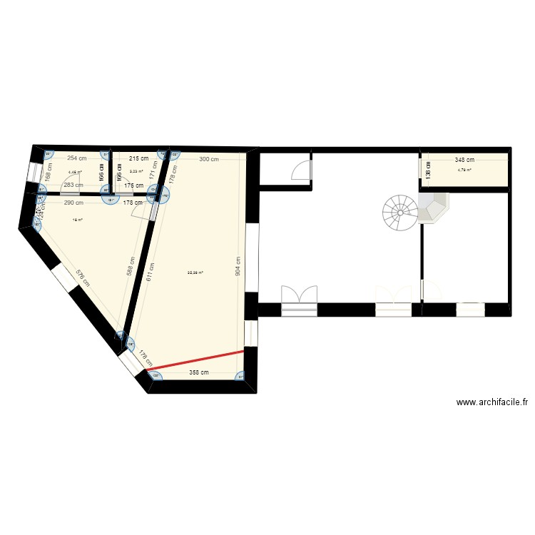 plan vide 012. Plan de 5 pièces et 64 m2