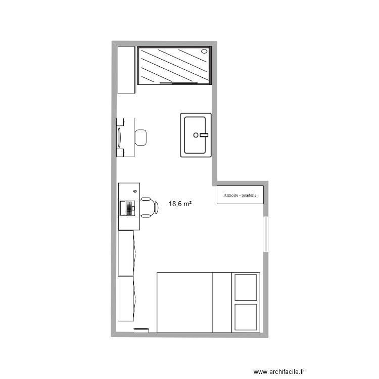 CHAMBRE GIU. Plan de 1 pièce et 19 m2