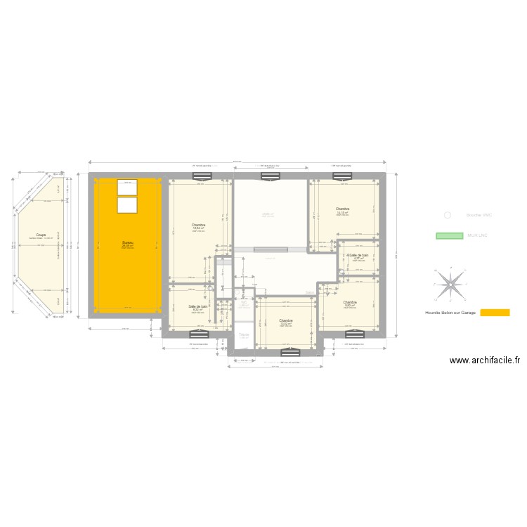 ML24010603. Plan de 15 pièces et 221 m2