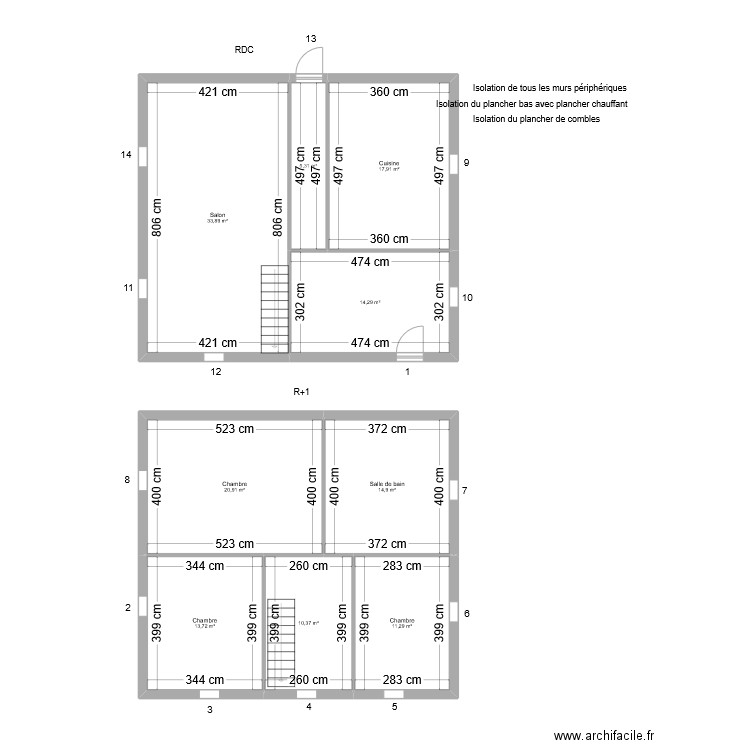 AURAND Joël. Plan de 9 pièces et 143 m2