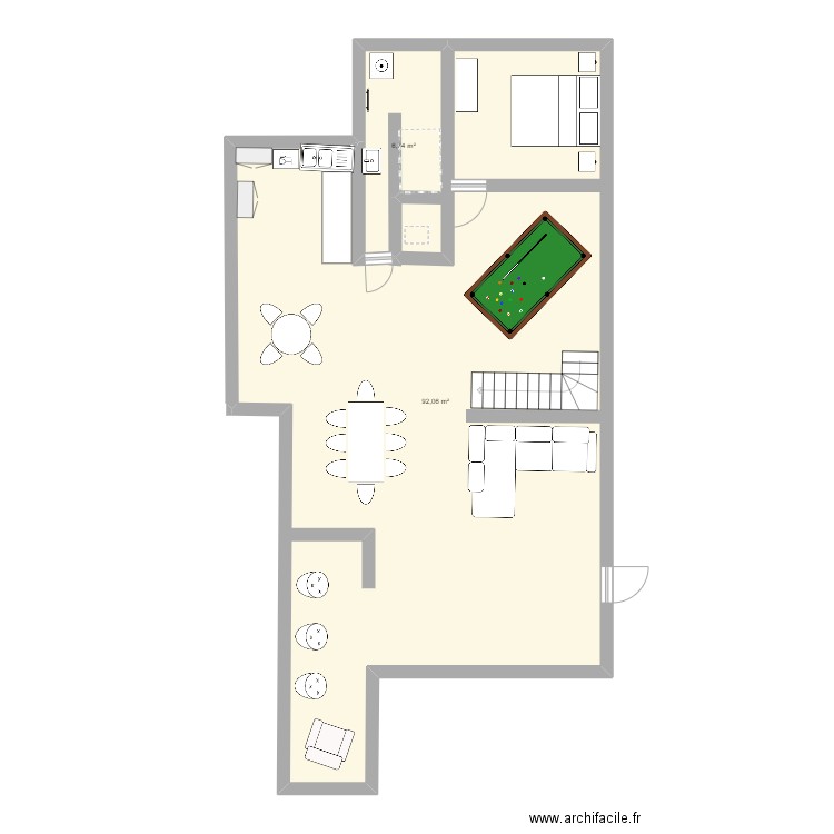 GITE 31620. Plan de 2 pièces et 99 m2