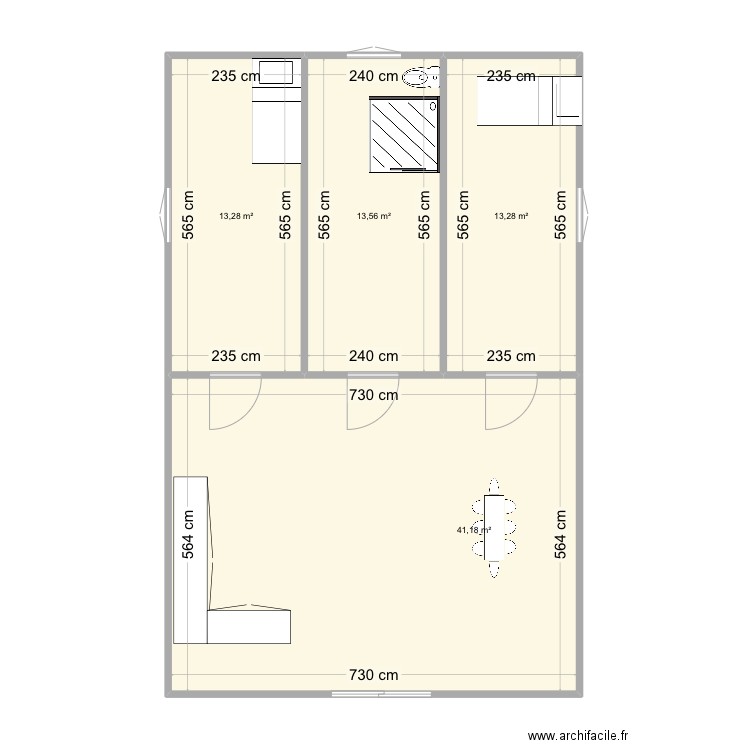 Enf. Plan de 4 pièces et 81 m2