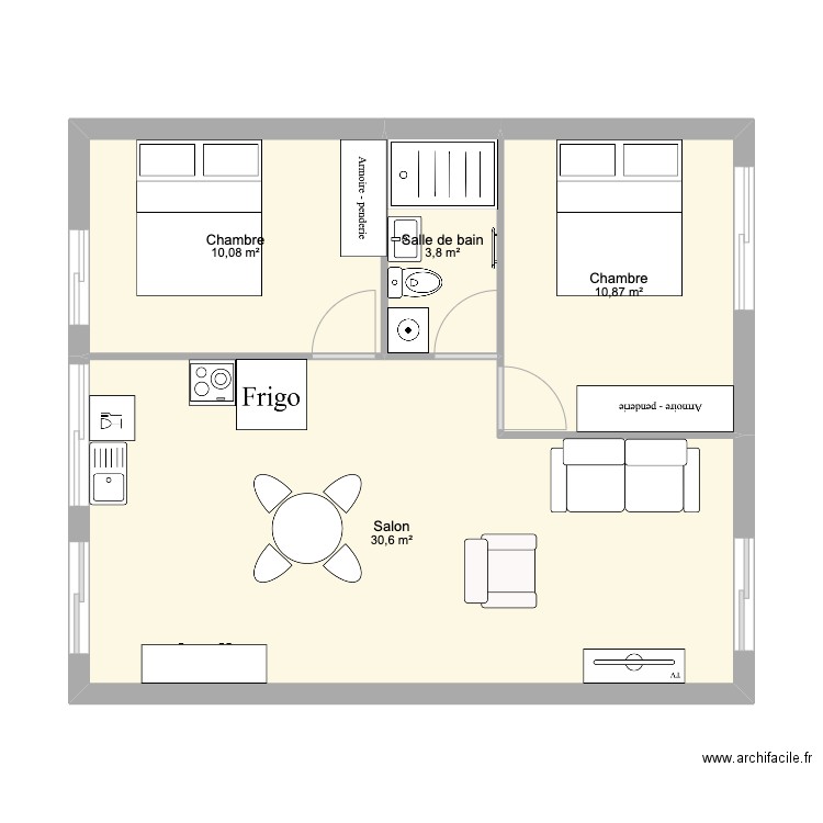 Maisonnette Meuilley . Plan de 4 pièces et 55 m2