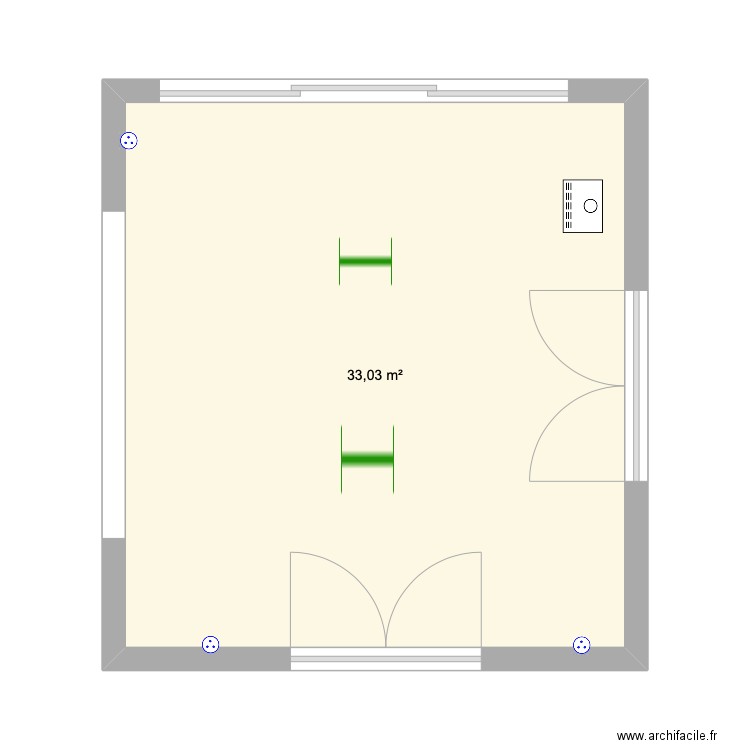 piece 2 buffer. Plan de 1 pièce et 33 m2