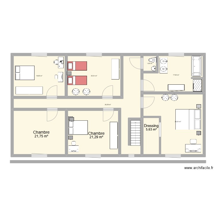 etage. Plan de 9 pièces et 164 m2