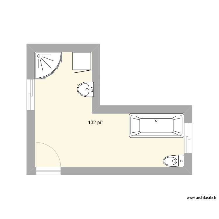 salle de bain. Plan de 1 pièce et 12 m2