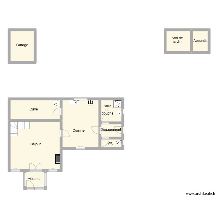 bonnard rdc. Plan de 10 pièces et 95 m2