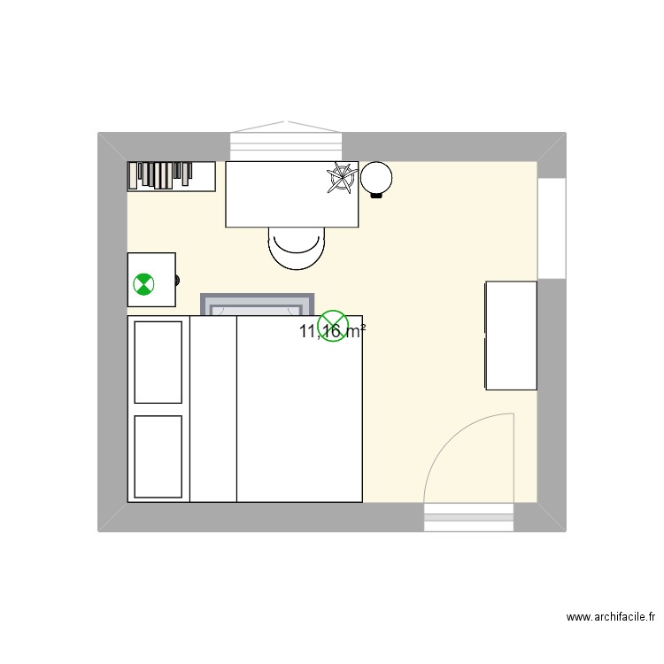 Plan Chambre 1. Plan de 1 pièce et 11 m2