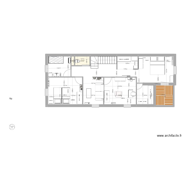 VINCENT Meine etage 1. Plan de 2 pièces et 2 m2