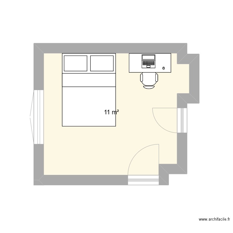 Chambre TIANA. Plan de 1 pièce et 11 m2