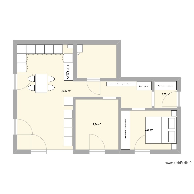 Magda wymiary2. Plan de 4 pièces et 62 m2