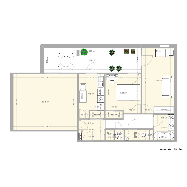 Marseille V2. Plan de 12 pièces et 91 m2