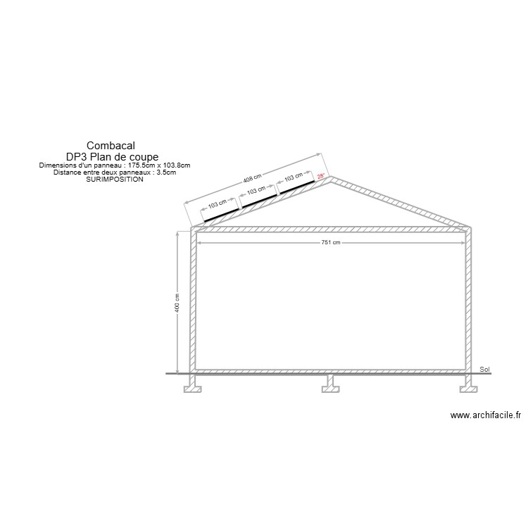 Combacal dp3. Plan de 2 pièces et 33 m2