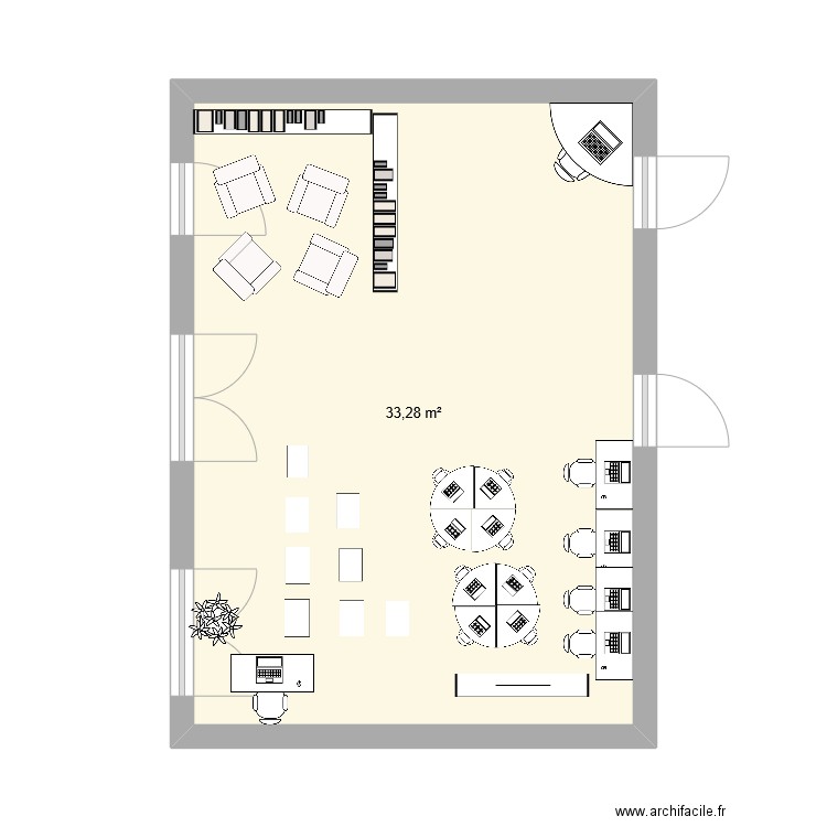 cdr. Plan de 1 pièce et 33 m2