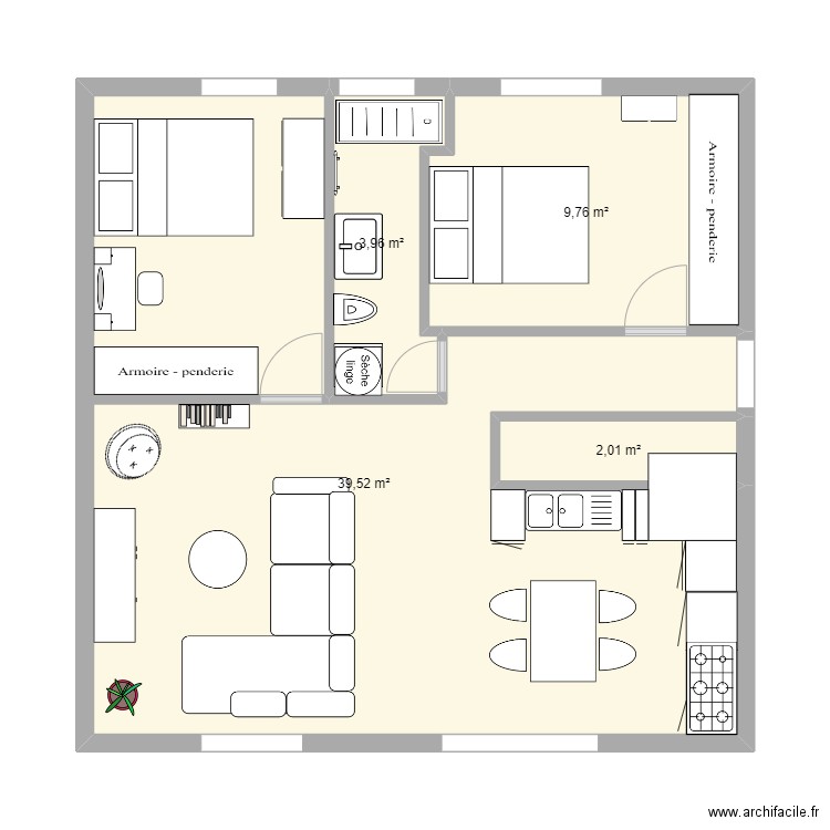 PLAN 1 - 23.9.24. Plan de 4 pièces et 55 m2