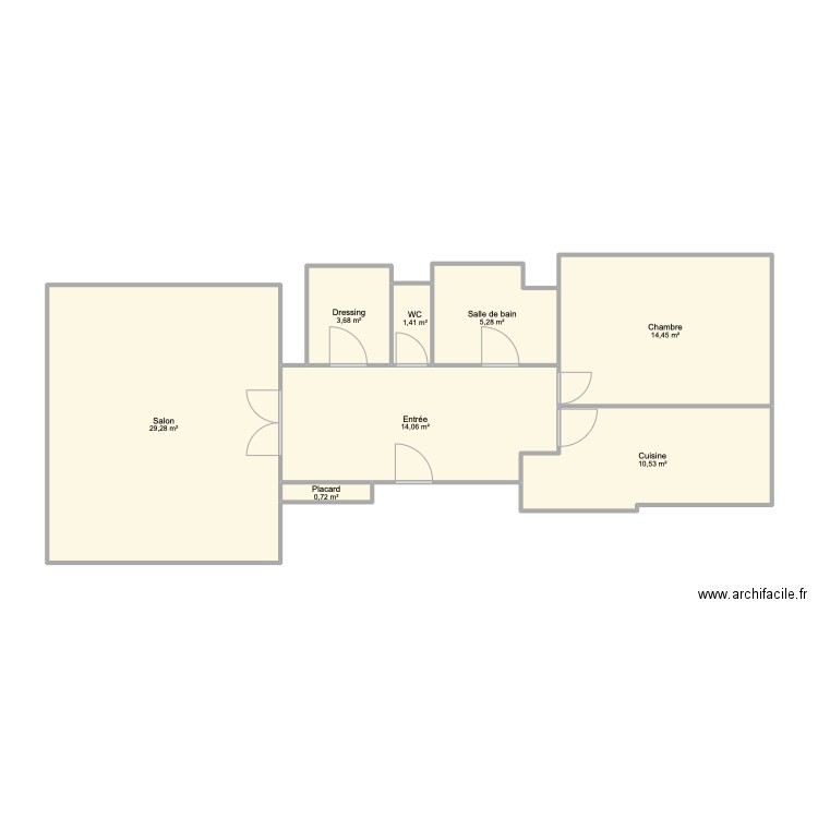 T2 - Cours Verdun . Plan de 8 pièces et 79 m2