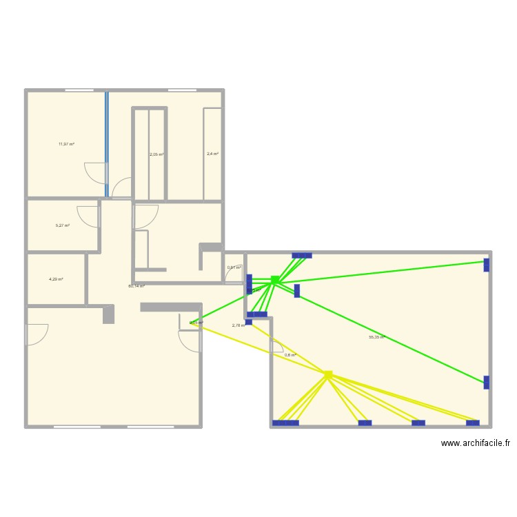 Plan prise. Plan de 12 pièces et 146 m2