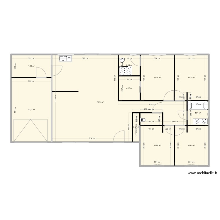 PAO 3. Plan de 11 pièces et 146 m2