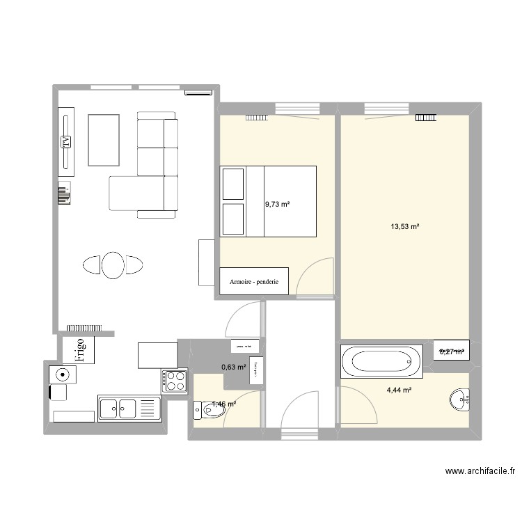 Appartement. Plan de 6 pièces et 30 m2