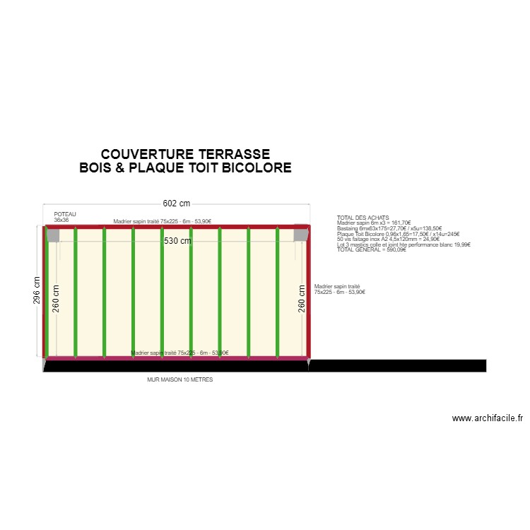 MAISON GARCIA Plan Terrasse couverte. Plan de 9 pièces et 16 m2