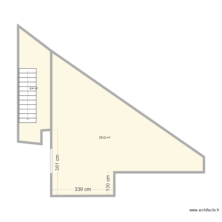 Maldoyenne 3eme. Plan de 2 pièces et 44 m2