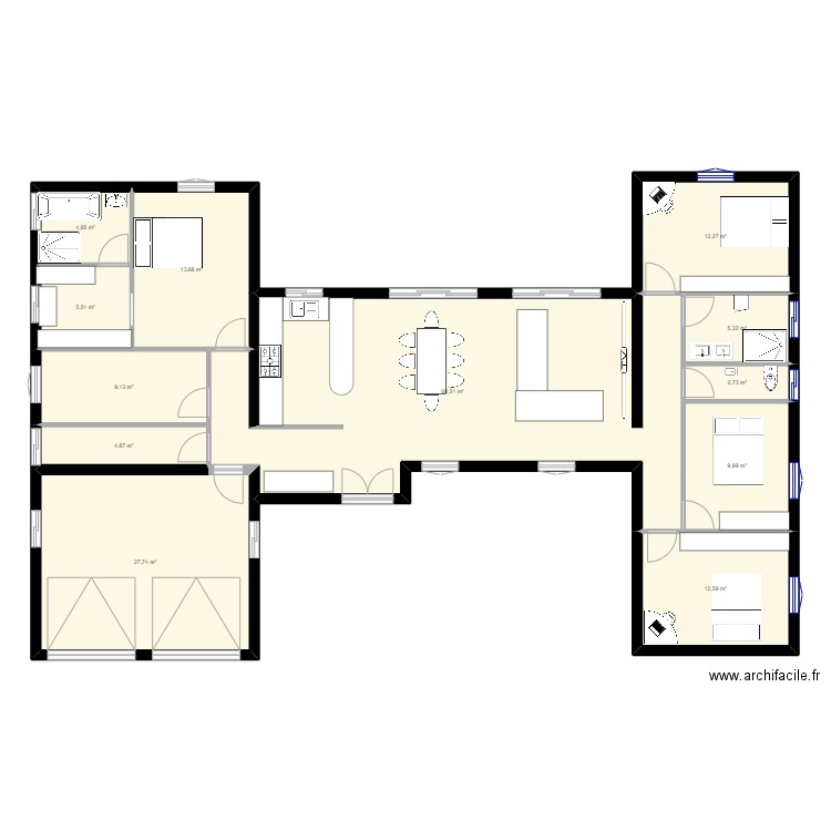 maison 2027. Plan de 12 pièces et 169 m2