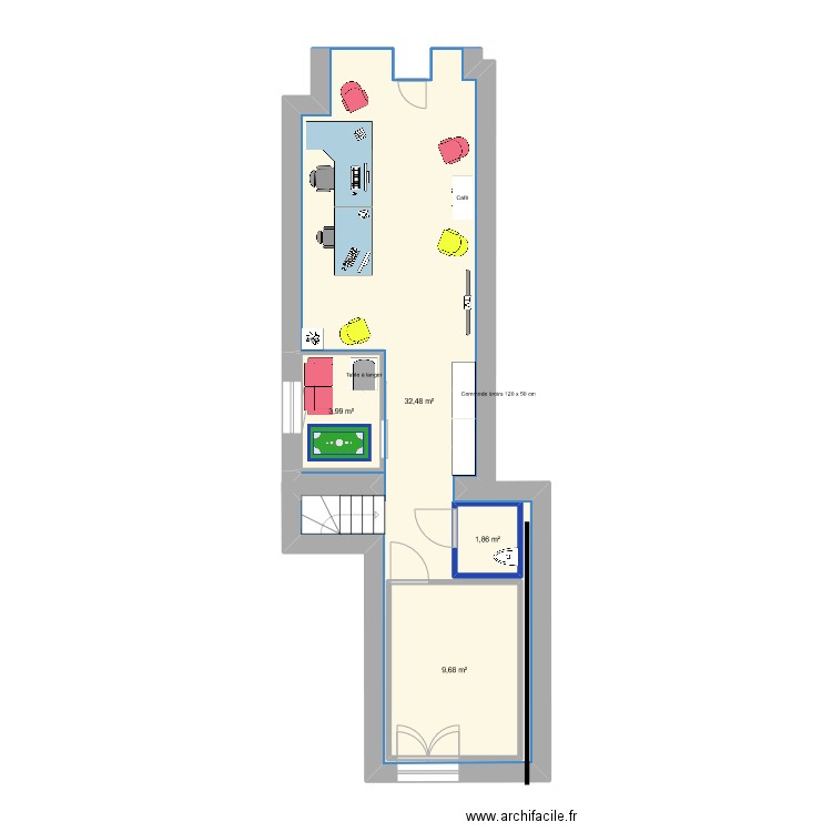 Belleville. Plan de 4 pièces et 61 m2