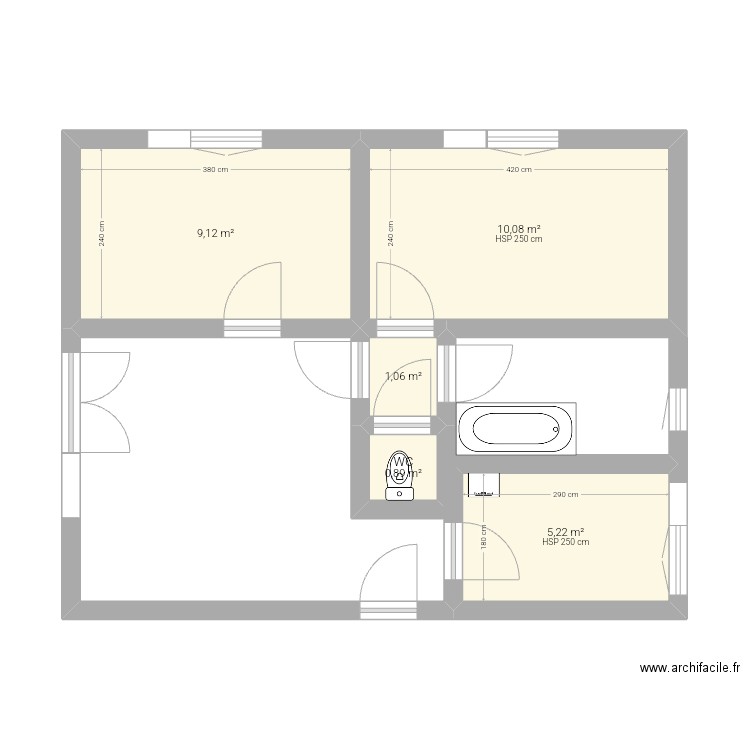 T3 trs. Plan de 5 pièces et 26 m2