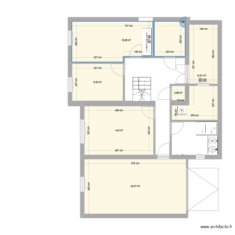 charbo 3. Plan de 6 pièces et 80 m2