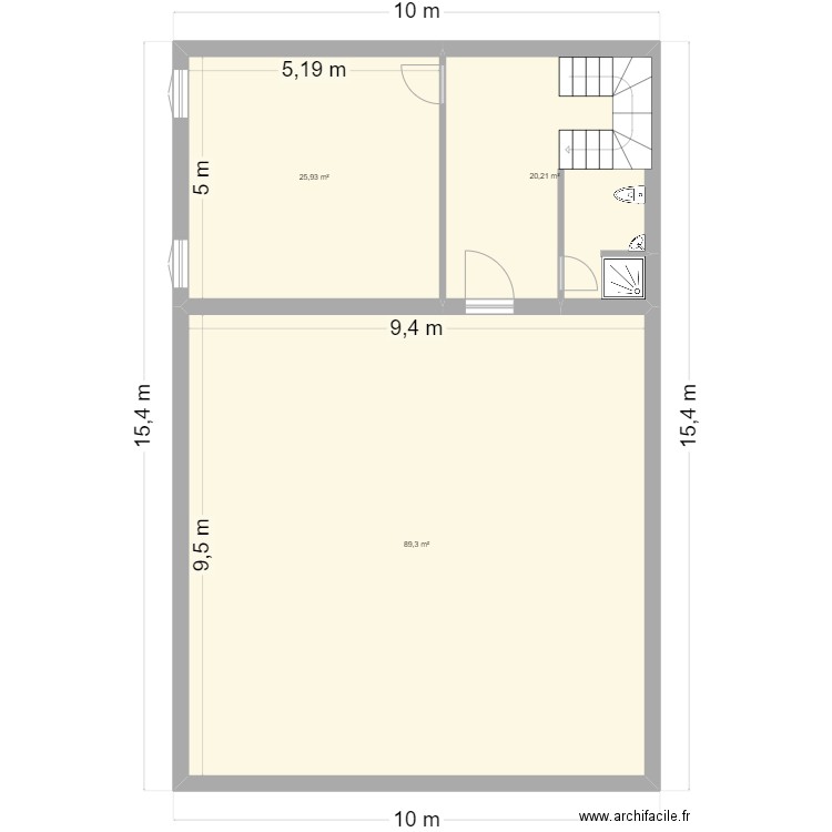 rabie. Plan de 3 pièces et 135 m2